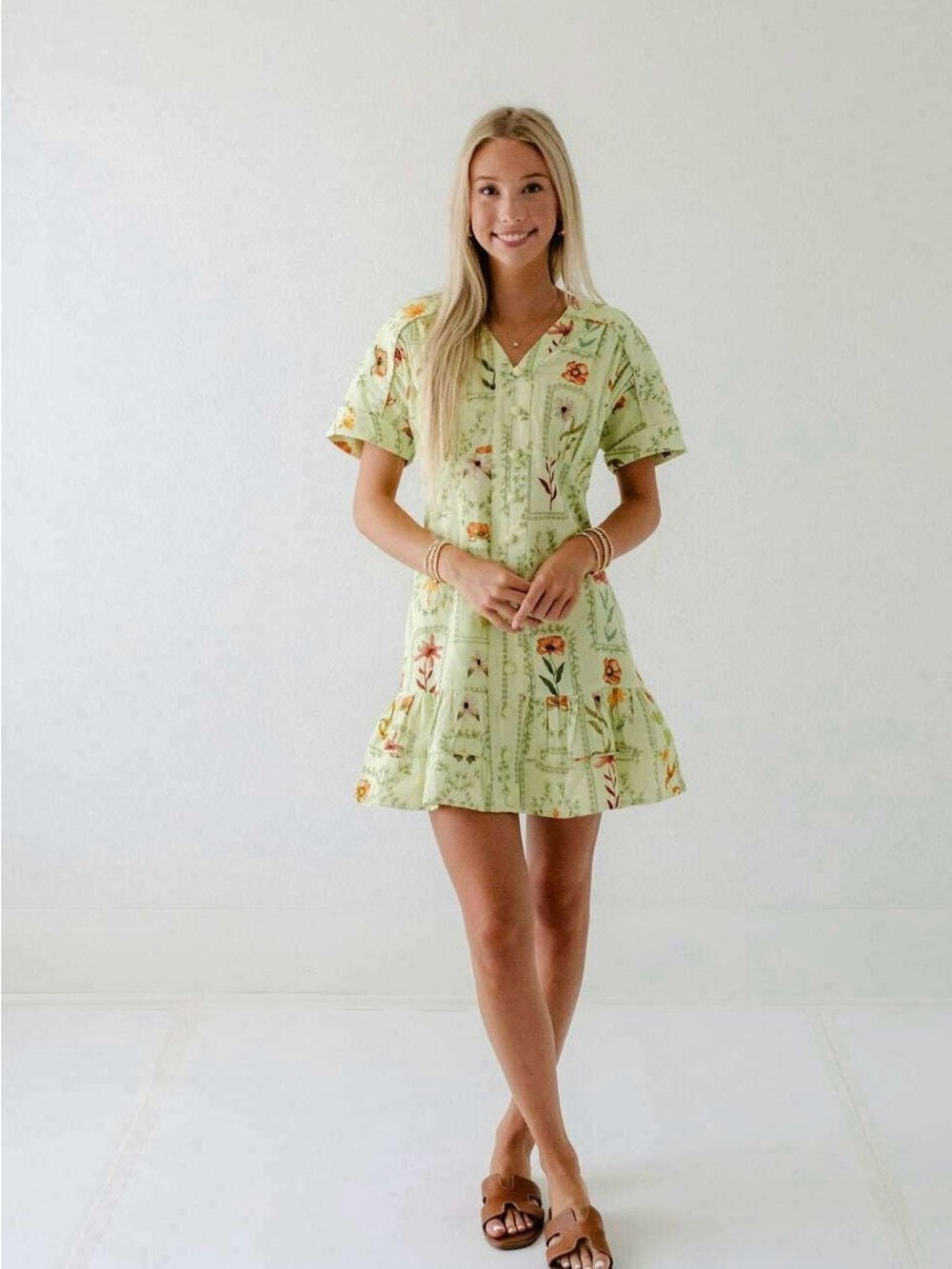 Anna Cate Collection Kyle Stamp Dress in Lime